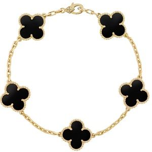 Van Cleef Ariel's Vintage Alhambra bracelet 5 motifs in onyx